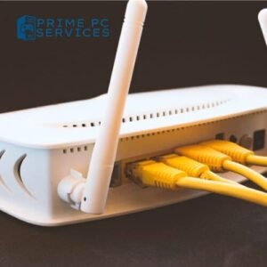 Router with network cables 